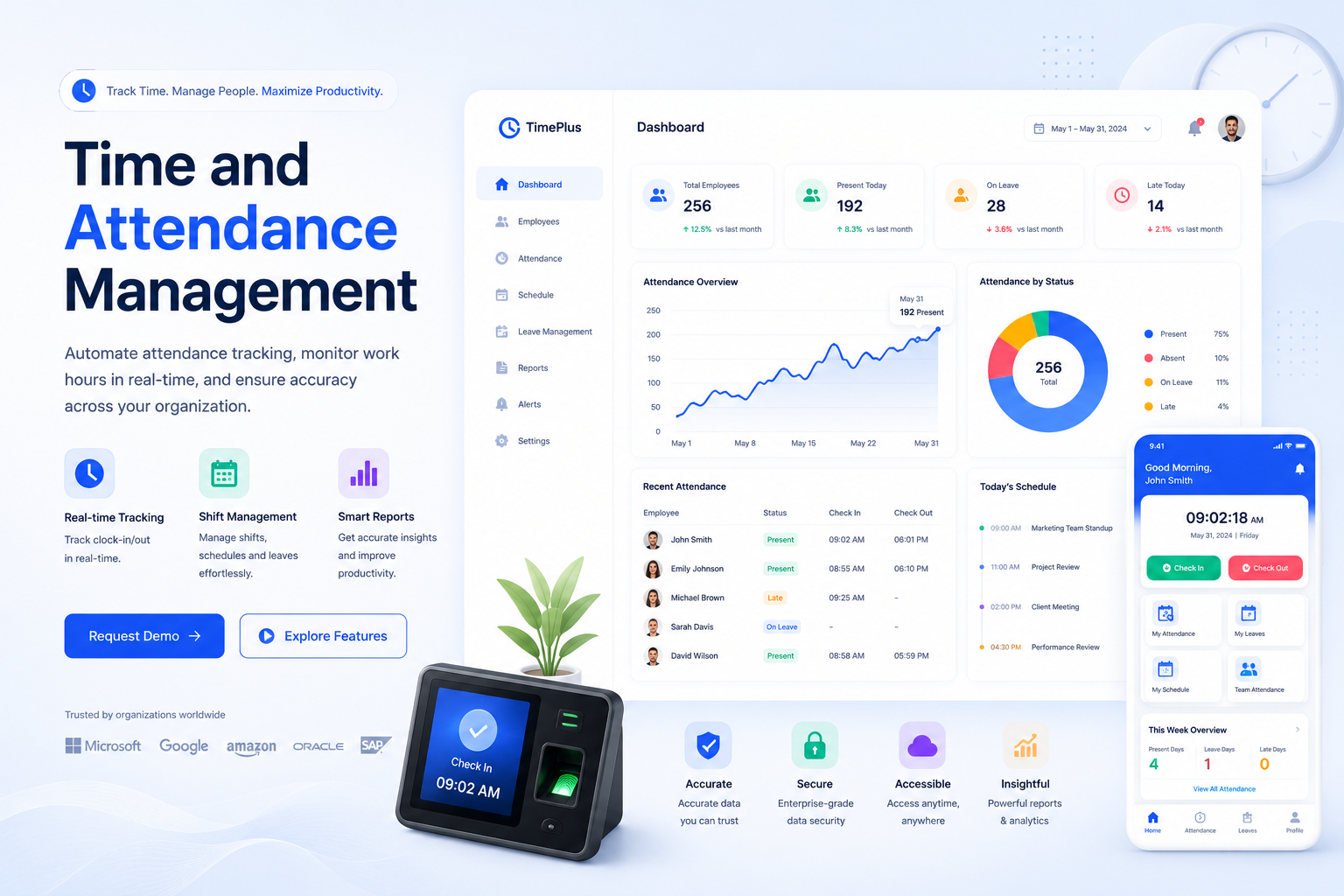 Time and Attendance Management Dashboard for Workforce Tracking and Shift Management