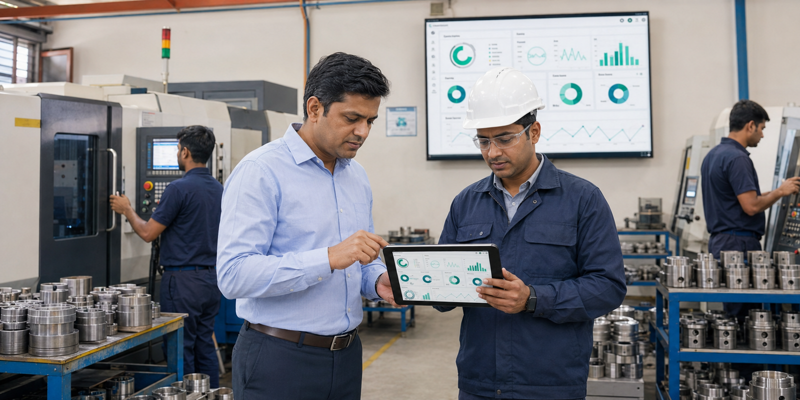 BeyondBoxAI ERP dashboard for manufacturing SMEs showing production, asset, and plant maintenance modules.